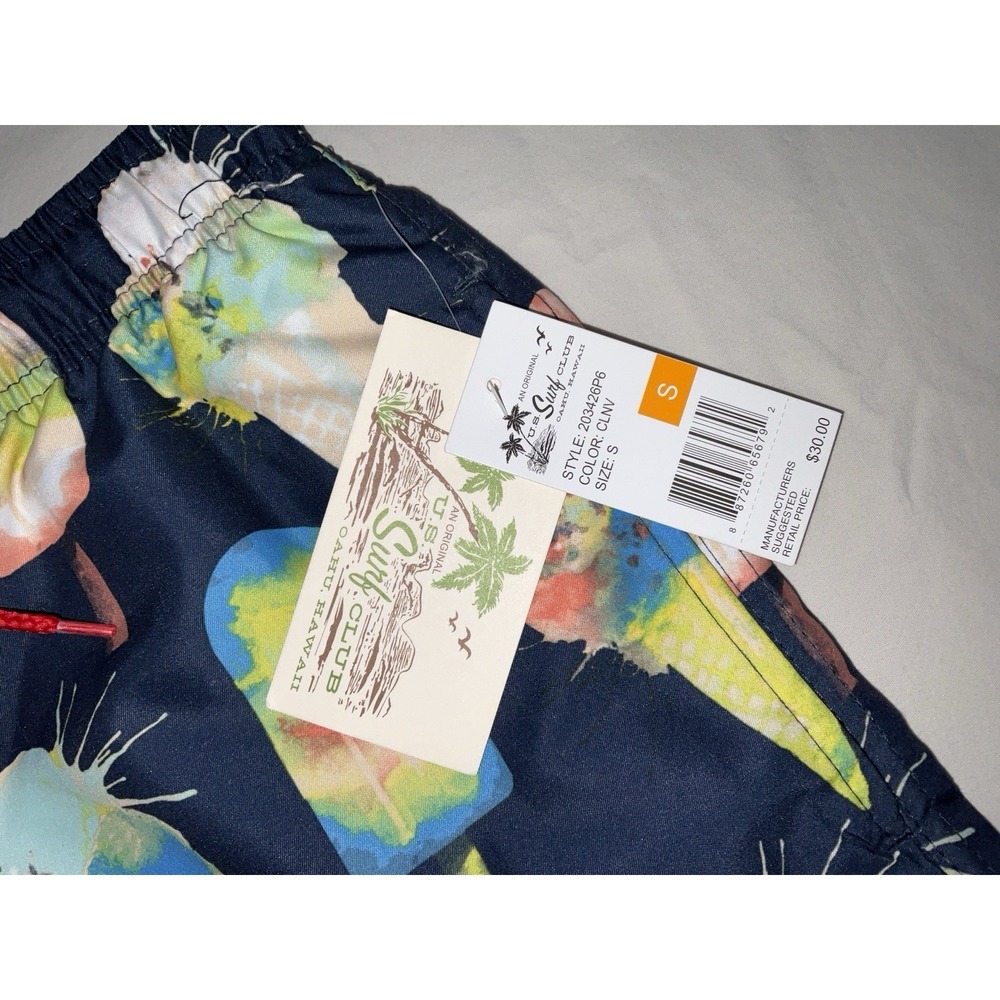 NWT Men's U.S. Surf Club Oahu, Hawaii Ice Cream‎ Cone Lined Swim Trunks - Small - Picture 4 of 7